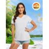 imageMAGCOMSEN 2 Pack Womens T Shirts VNeck Short Sleeve UPF 50 Sun Protection Workout Quick Dry Shirts Tee TopsWhiteLight Pink