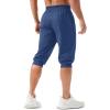 imageMAGCOMSEN Capri Pants Knee Length 34 Training Pants Men Workout Gym Shorts Capri Joggers Royal Blue
