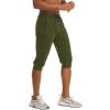 imageMAGCOMSEN Mens 34 Jogger Capri Pants with Zipper Pockets Knee Length Running Training Workout ShortsArmy Green