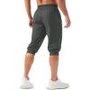 imageMAGCOMSEN Mens 34 Jogger Capri Pants with Zipper Pockets Knee Length Running Training Workout ShortsDark Grey
