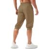 imageMAGCOMSEN Mens 34 Jogger Capri Pants with Zipper Pockets Knee Length Running Training Workout ShortsKhaki
