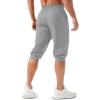 imageMAGCOMSEN Mens 34 Jogger Capri Pants with Zipper Pockets Knee Length Running Training Workout ShortsLight Grey