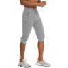 imageMAGCOMSEN Mens 34 Jogger Capri Pants with Zipper Pockets Knee Length Running Training Workout ShortsLight Grey