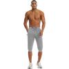 imageMAGCOMSEN Mens 34 Jogger Capri Pants with Zipper Pockets Knee Length Running Training Workout ShortsLight Grey