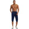 imageMAGCOMSEN Mens 34 Jogger Capri Pants with Zipper Pockets Knee Length Running Training Workout ShortsNavy