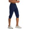 imageMAGCOMSEN Mens 34 Jogger Capri Pants with Zipper Pockets Knee Length Running Training Workout ShortsNavy