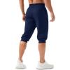 imageMAGCOMSEN Mens 34 Jogger Capri Pants with Zipper Pockets Knee Length Running Training Workout ShortsNavy