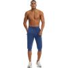 imageMAGCOMSEN Mens 34 Jogger Capri Pants with Zipper Pockets Knee Length Running Training Workout ShortsRoyal Blue