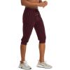 imageMAGCOMSEN Mens 34 Jogger Capri Pants with Zipper Pockets Knee Length Running Training Workout ShortsWine Red