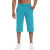 imageMAGCOMSEN Mens Capri Shorts Quick Dry Below Knee 34 Capri Pants with Zipper Pockets for Workout Running Training SummerLake Blue