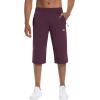 imageMAGCOMSEN Mens Capri Shorts Quick Dry Below Knee 34 Capri Pants with Zipper Pockets for Workout Running Training SummerPurple Red