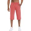 imageMAGCOMSEN Mens Capri Shorts Quick Dry Below Knee 34 Capri Pants with Zipper Pockets for Workout Running Training SummerWatermelon Red