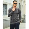 imageMAGCOMSEN Mens Crewneck Sweaters Cotton Lightweight Plaid Pullover Sweater Warm Casual Fall Winter SweatshirtsDark Grey