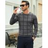 imageMAGCOMSEN Mens Crewneck Sweaters Cotton Lightweight Plaid Pullover Sweater Warm Casual Fall Winter SweatshirtsDark Grey