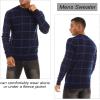 imageMAGCOMSEN Mens Crewneck Sweaters Cotton Lightweight Plaid Pullover Sweater Warm Casual Fall Winter SweatshirtsNavy
