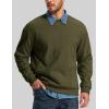 imageMAGCOMSEN Mens Crewneck Sweatshirt Sherpa Lined Casual Fleece Pullover Long Sleeve Warm Heavyweight Cotton SweatShirtsArmy Green