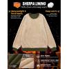 imageMAGCOMSEN Mens Crewneck Sweatshirt Sherpa Lined Casual Fleece Pullover Long Sleeve Warm Heavyweight Cotton SweatShirtsArmy Green