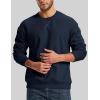 imageMAGCOMSEN Mens Crewneck Sweatshirt Sherpa Lined Casual Fleece Pullover Long Sleeve Warm Heavyweight Cotton SweatShirtsNavy