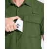imageMAGCOMSEN Mens Fishing Shirts UPF 50 Short Sleeve Sun Protection Shirts Quick Dry Cooling Button Down Shirt Hiking SafariArmy Green