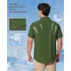 imageMAGCOMSEN Mens Fishing Shirts UPF 50 Short Sleeve Sun Protection Shirts Quick Dry Cooling Button Down Shirt Hiking SafariArmy Green