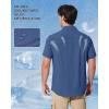 imageMAGCOMSEN Mens Fishing Shirts UPF 50 Short Sleeve Sun Protection Shirts Quick Dry Cooling Button Down Shirt Hiking SafariBlue Grey
