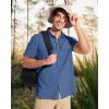 imageMAGCOMSEN Mens Fishing Shirts UPF 50 Short Sleeve Sun Protection Shirts Quick Dry Cooling Button Down Shirt Hiking SafariBlue Grey