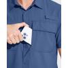 imageMAGCOMSEN Mens Fishing Shirts UPF 50 Short Sleeve Sun Protection Shirts Quick Dry Cooling Button Down Shirt Hiking SafariBlue Grey
