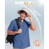 imageMAGCOMSEN Mens Fishing Shirts UPF 50 Short Sleeve Sun Protection Shirts Quick Dry Cooling Button Down Shirt Hiking SafariBlue Grey