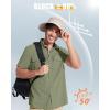 imageMAGCOMSEN Mens Fishing Shirts UPF 50 Short Sleeve Sun Protection Shirts Quick Dry Cooling Button Down Shirt Hiking SafariGrey Green