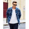imageMAGCOMSEN Mens Flannel Shirts Long Sleeve Quilted Lined Button Down Plaid Flannel Jacket Heavyweight Warm Winter CoatBlue Grey