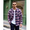imageMAGCOMSEN Mens Flannel Shirts Long Sleeve Quilted Lined Button Down Plaid Flannel Jacket Heavyweight Warm Winter CoatRed