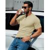 imageMAGCOMSEN Mens Henley Short Sleeve Shirt Cotton Lightweight 3 Button Tops Vintage Casual Summer Shirt Soft FashionKhakicotton