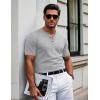 imageMAGCOMSEN Mens Henley Short Sleeve Shirt Cotton Lightweight 3 Button Tops Vintage Casual Summer Shirt Soft FashionLight Greycotton Blend