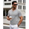 imageMAGCOMSEN Mens Henley Short Sleeve Shirt Cotton Lightweight 3 Button Tops Vintage Casual Summer Shirt Soft FashionLight Greycotton Blend