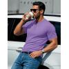 imageMAGCOMSEN Mens Henley Short Sleeve Shirt Cotton Lightweight 3 Button Tops Vintage Casual Summer Shirt Soft FashionLight Purplecotton