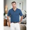 imageMAGCOMSEN Mens Henley Short Sleeve Shirt Cotton Lightweight 3 Button Tops Vintage Casual Summer Shirt Soft FashionMedium Bluecotton Blend