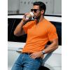 imageMAGCOMSEN Mens Henley Short Sleeve Shirt Cotton Lightweight 3 Button Tops Vintage Casual Summer Shirt Soft FashionOrangecotton