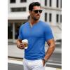 imageMAGCOMSEN Mens Henley Short Sleeve Shirt Cotton Lightweight 3 Button Tops Vintage Casual Summer Shirt Soft FashionSea Bluecotton Blend