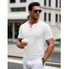 imageMAGCOMSEN Mens Henley Short Sleeve Shirt Cotton Lightweight 3 Button Tops Vintage Casual Summer Shirt Soft FashionWhitecotton