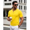 imageMAGCOMSEN Mens Henley Short Sleeve Shirt Cotton Lightweight 3 Button Tops Vintage Casual Summer Shirt Soft FashionYellowcotton