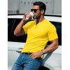 imageMAGCOMSEN Mens Henley Short Sleeve Shirt Cotton Lightweight 3 Button Tops Vintage Casual Summer Shirt Soft FashionYellowcotton