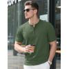 imageMAGCOMSEN Mens Henley Short Sleeve Shirt Cotton Lightweight Tee Shirts Casual Summer Basic Tees with PocketArmy Green