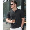 imageMAGCOMSEN Mens Henley Short Sleeve Shirt Cotton Lightweight Tee Shirts Casual Summer Basic Tees with PocketBlack