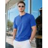 imageMAGCOMSEN Mens Henley Short Sleeve Shirt Cotton Lightweight Tee Shirts Casual Summer Basic Tees with PocketBright Blue
