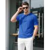 imageMAGCOMSEN Mens Henley Short Sleeve Shirt Cotton Lightweight Tee Shirts Casual Summer Basic Tees with PocketBright Blue