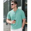 imageMAGCOMSEN Mens Henley Short Sleeve Shirt Cotton Lightweight Tee Shirts Casual Summer Basic Tees with PocketGrey Green