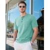 imageMAGCOMSEN Mens Henley Short Sleeve Shirt Cotton Lightweight Tee Shirts Casual Summer Basic Tees with PocketGrey Green