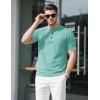 imageMAGCOMSEN Mens Henley Short Sleeve Shirt Cotton Lightweight Tee Shirts Casual Summer Basic Tees with PocketGrey Green