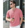 imageMAGCOMSEN Mens Henley Short Sleeve Shirt Cotton Lightweight Tee Shirts Casual Summer Basic Tees with PocketGrey Pink