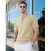 imageMAGCOMSEN Mens Henley Short Sleeve Shirt Cotton Lightweight Tee Shirts Casual Summer Basic Tees with PocketKhaki